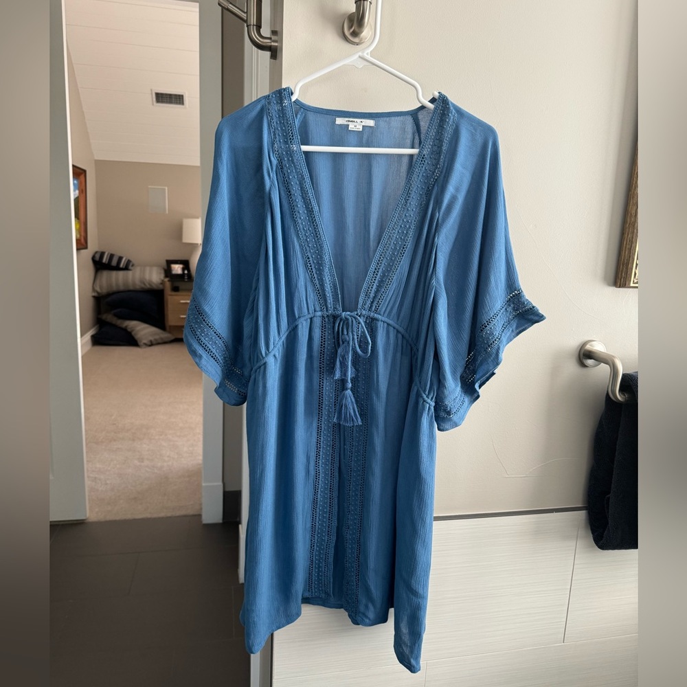 Beach cover up in “classic blue” color